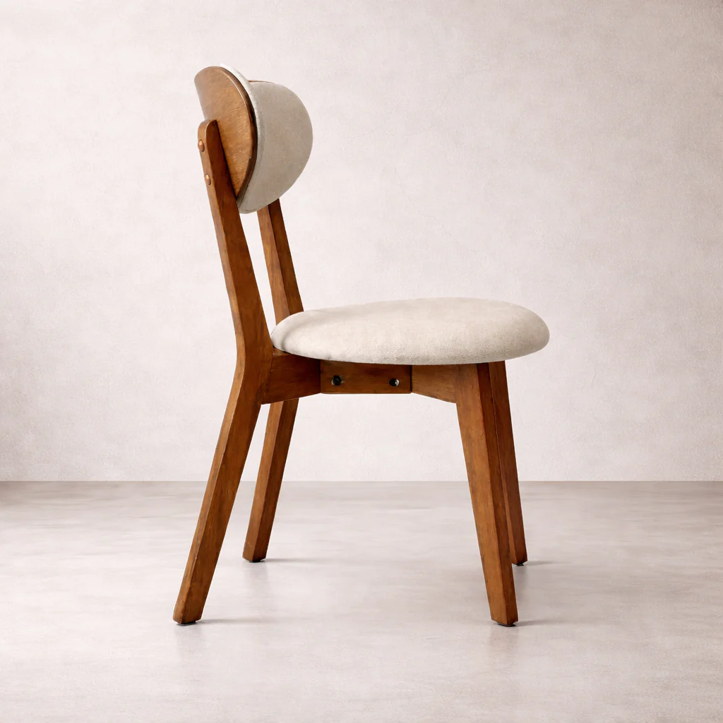 Abby Solid Wood Dining Chair - Smoked Oak and Soft Sand Beige - Image 3