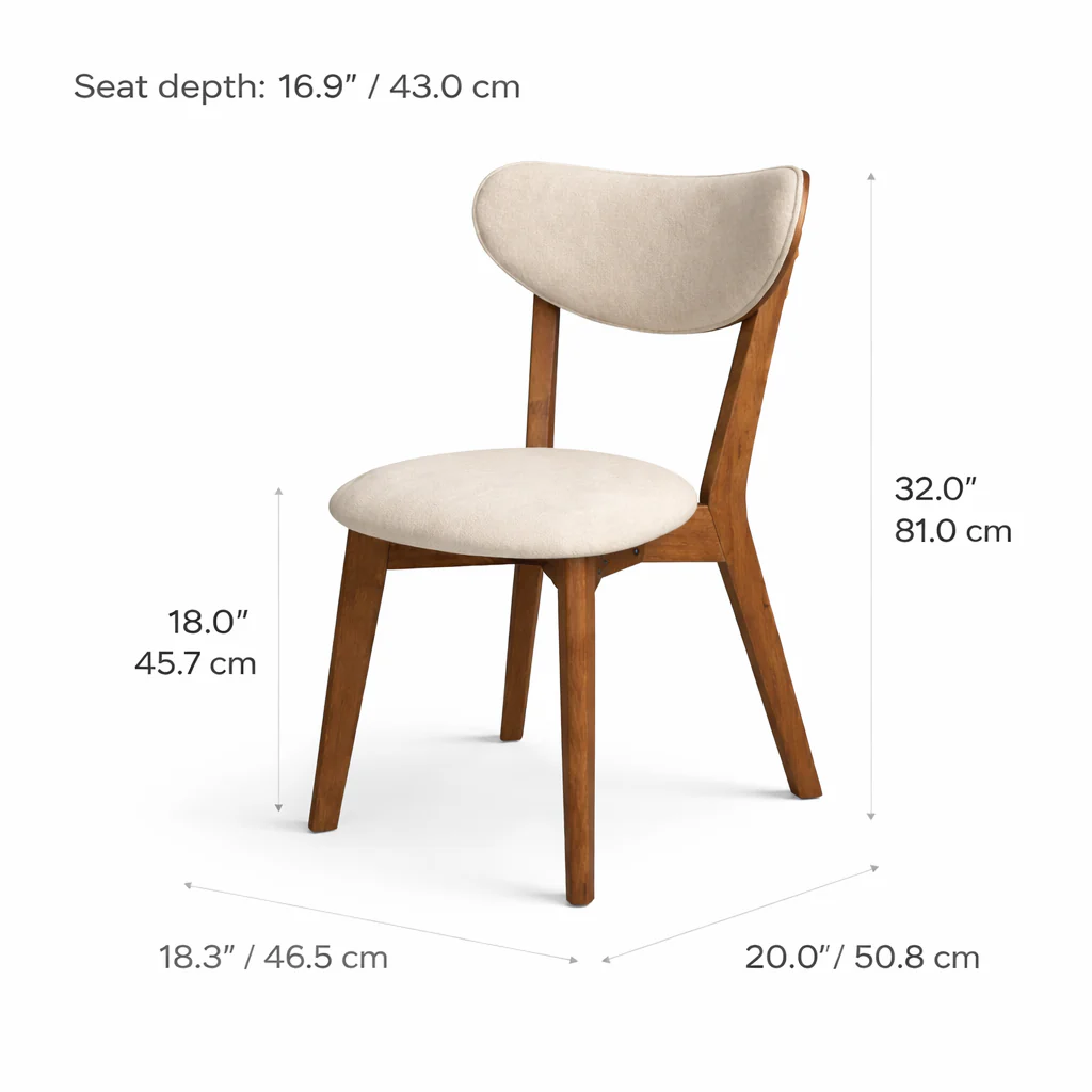 Abby Solid Wood Dining Chair - Smoked Oak and Soft Sand Beige - Image 7