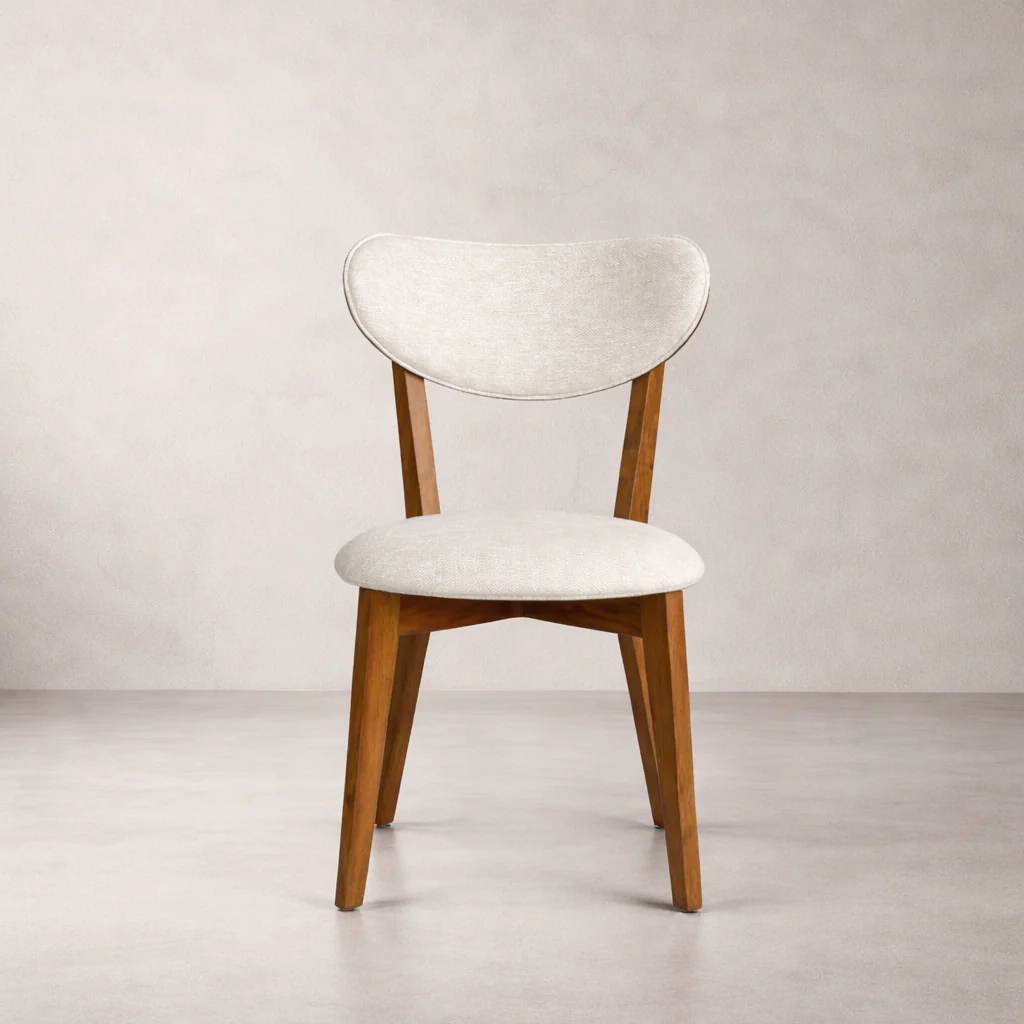 Abby Solid Wood Dining Chair - Smoked Oak and Heathered Ivory