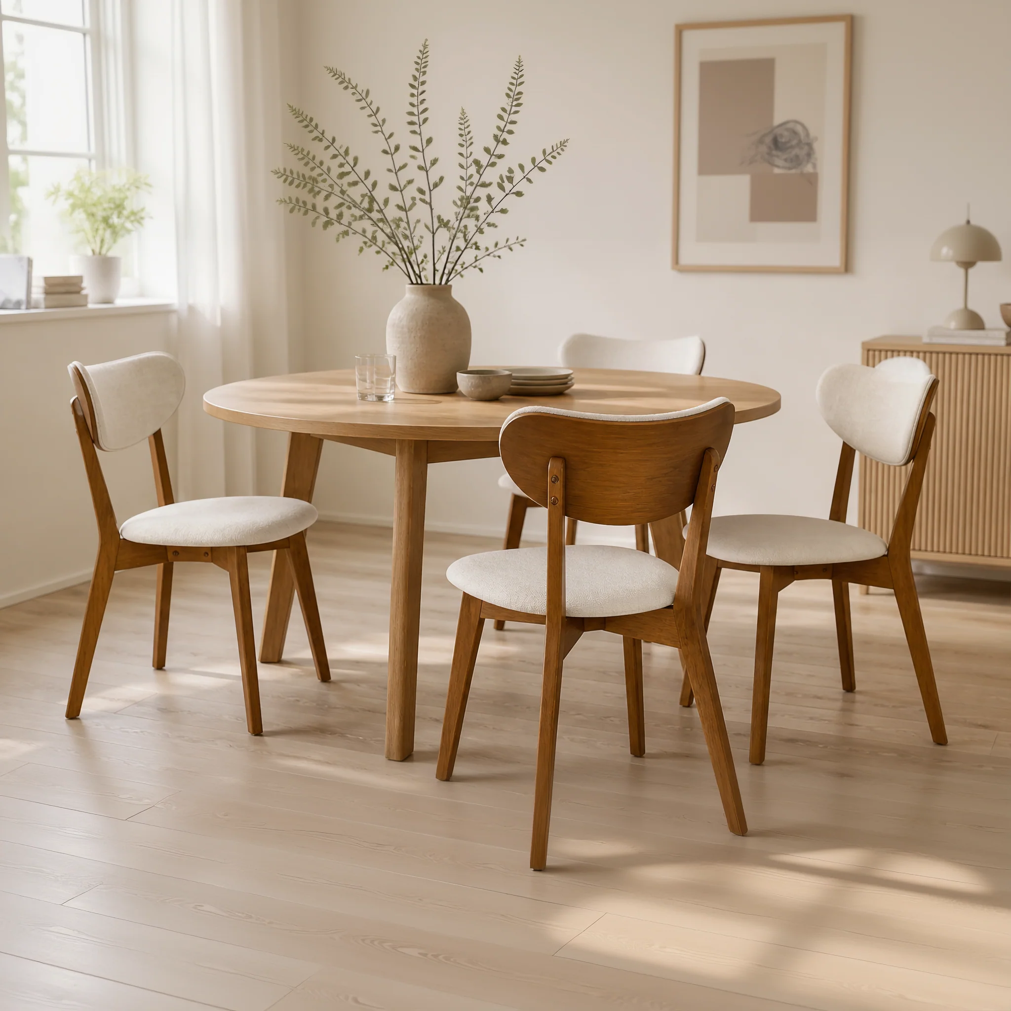 Abby Solid Wood Dining Chair - Smoked Oak and Heathered Ivory - Image 2