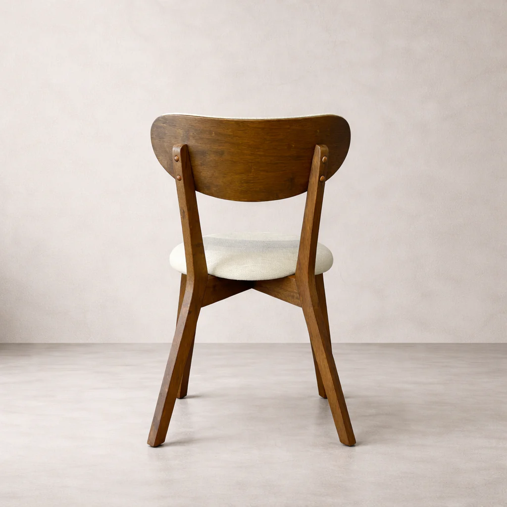 Abby Solid Wood Dining Chair - Smoked Oak and Heathered Ivory - Image 4
