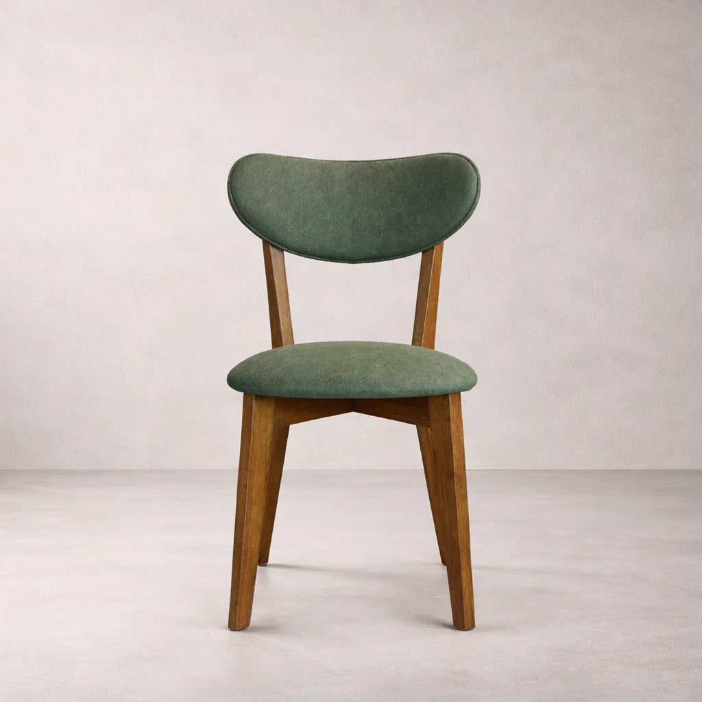 Abby Solid Wood Dining Chair - Smoked Oak and Moss Green