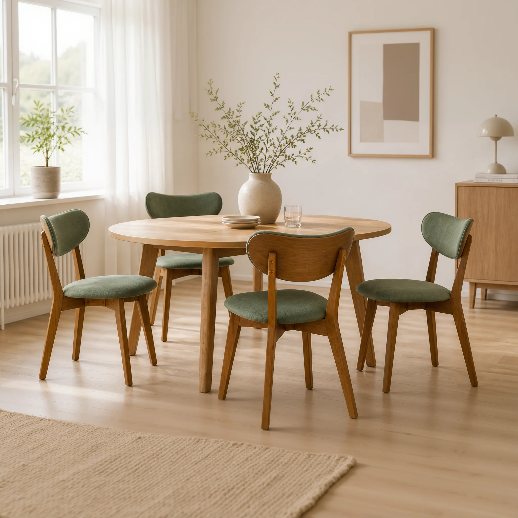 Abby Solid Wood Dining Chair - Smoked Oak and Moss Green - Image 2
