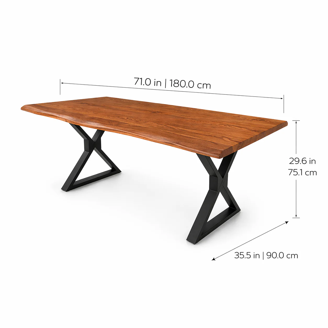 Acacia 71" Live Edge Solid Wood Dining Table - Natural - Image 8