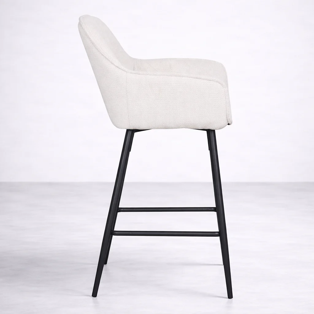 Alba Fabric Counter Stool - Cream - Image 3