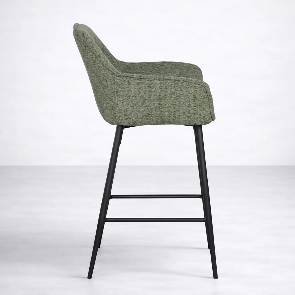 Alba Fabric Counter Stool - Green - Image 3