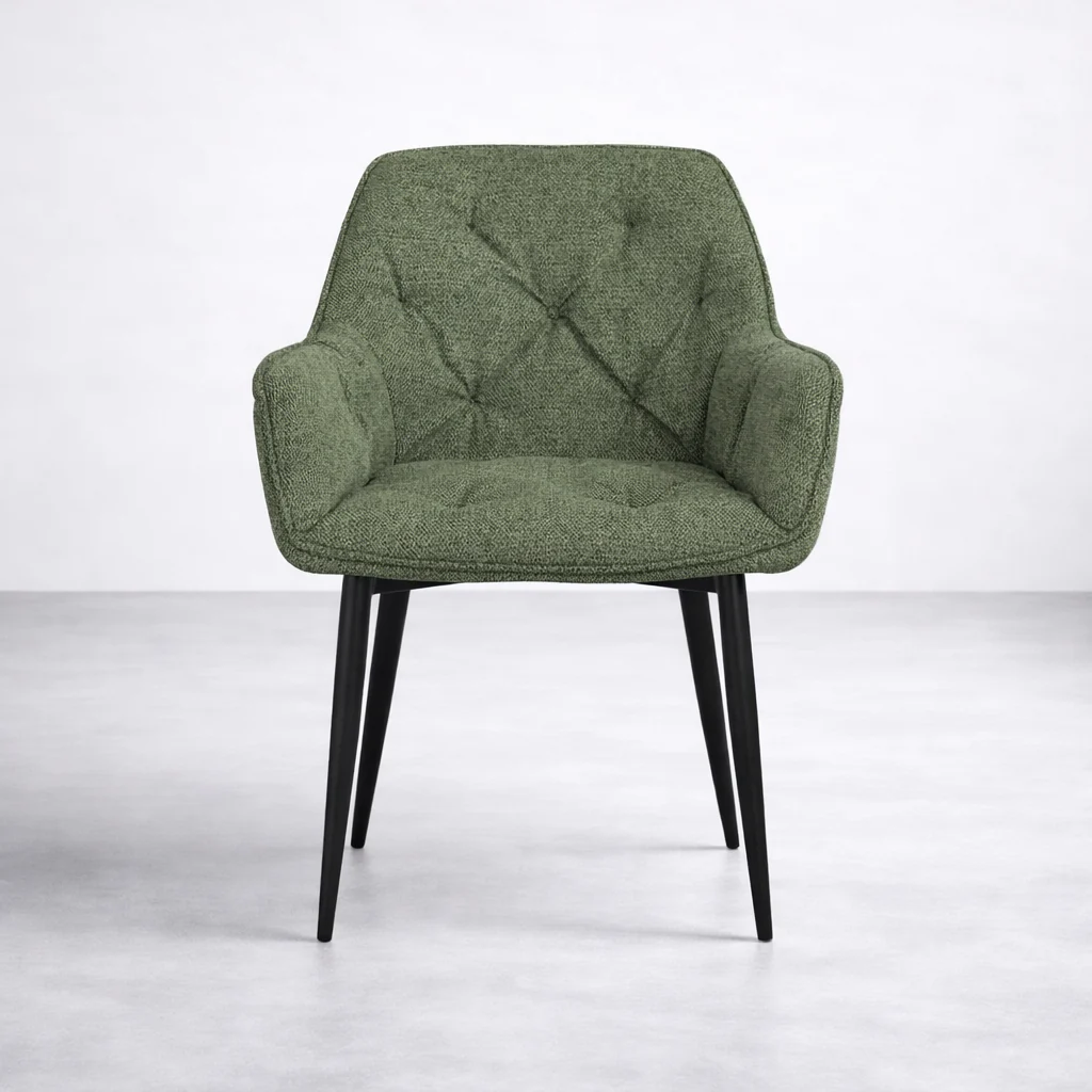 Alba Fabric Dining Chair - Green - Image 2