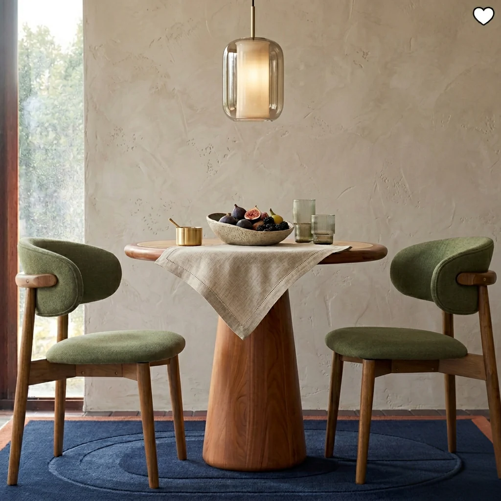 Blush Solid Wood Dining Chair - Smoked Oak and Moss Green - Image 2