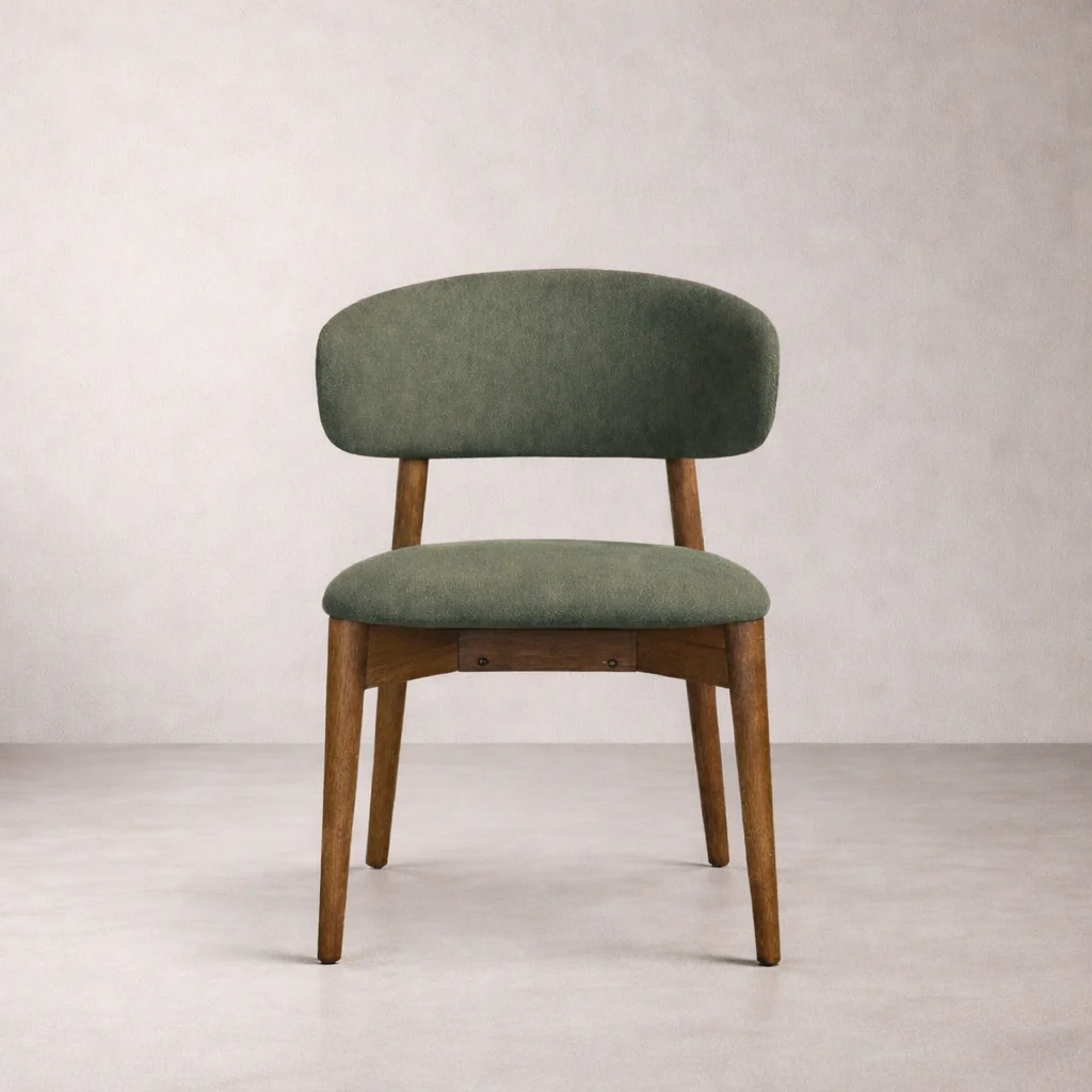 Blush Solid Wood Dining Chair - Smoked Oak and Moss Green - Image 3
