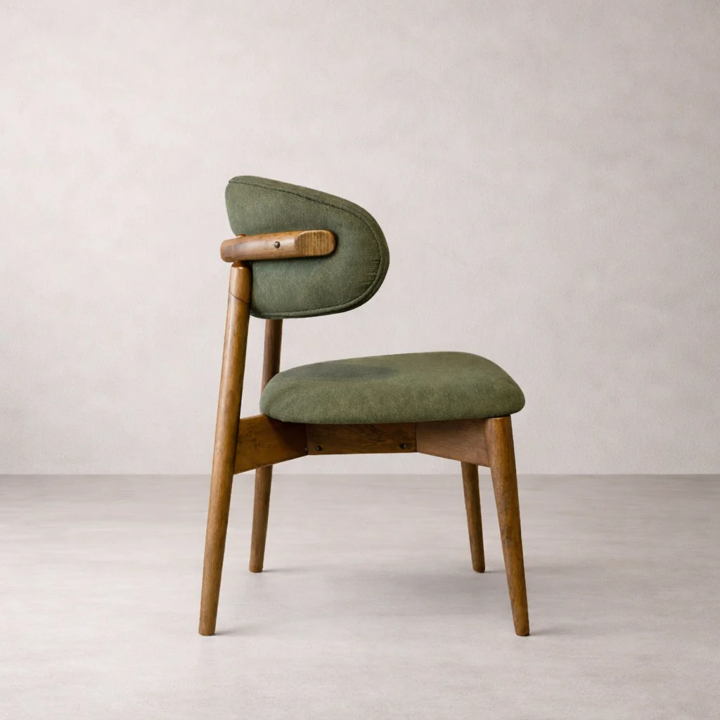 Blush Solid Wood Dining Chair - Smoked Oak and Moss Green - Image 4