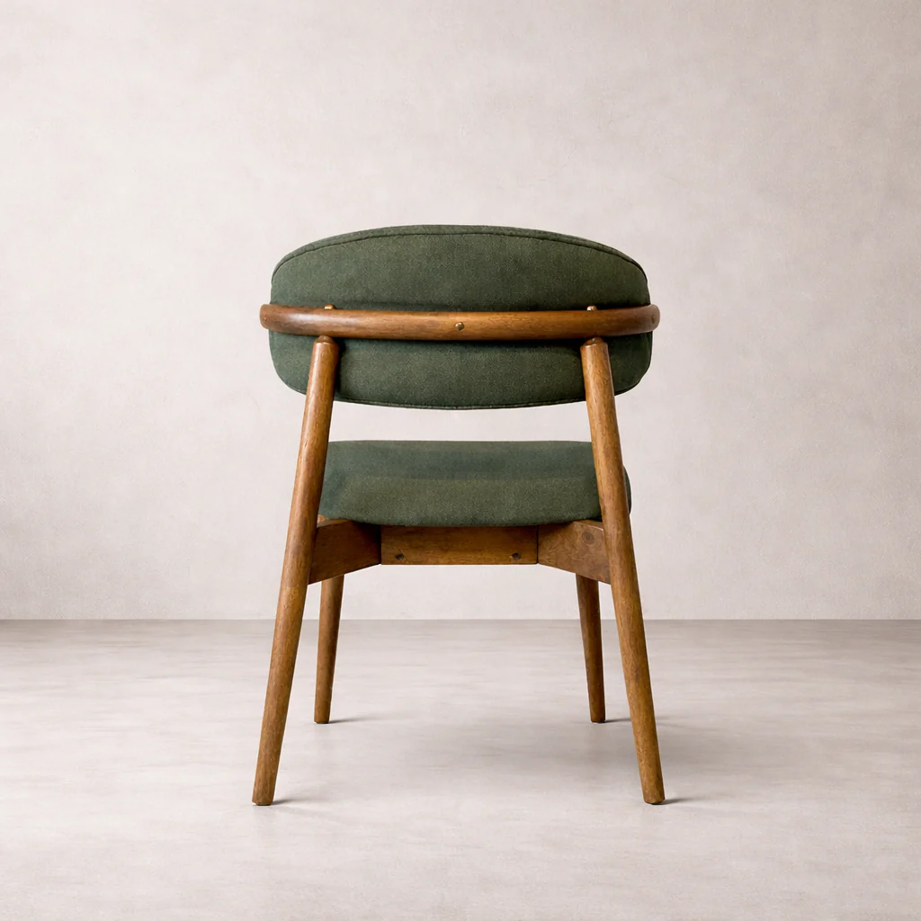 Blush Solid Wood Dining Chair - Smoked Oak and Moss Green - Image 5