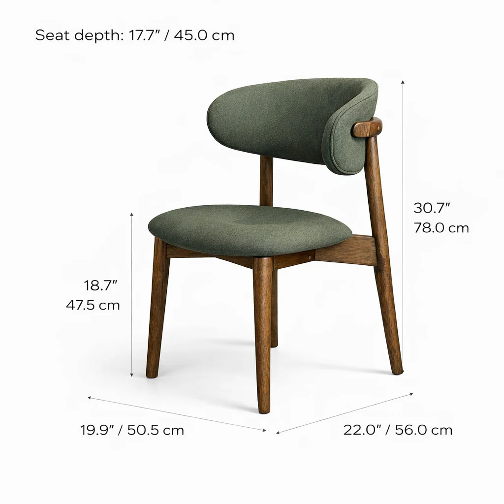 Blush Solid Wood Dining Chair - Smoked Oak and Moss Green - Image 8