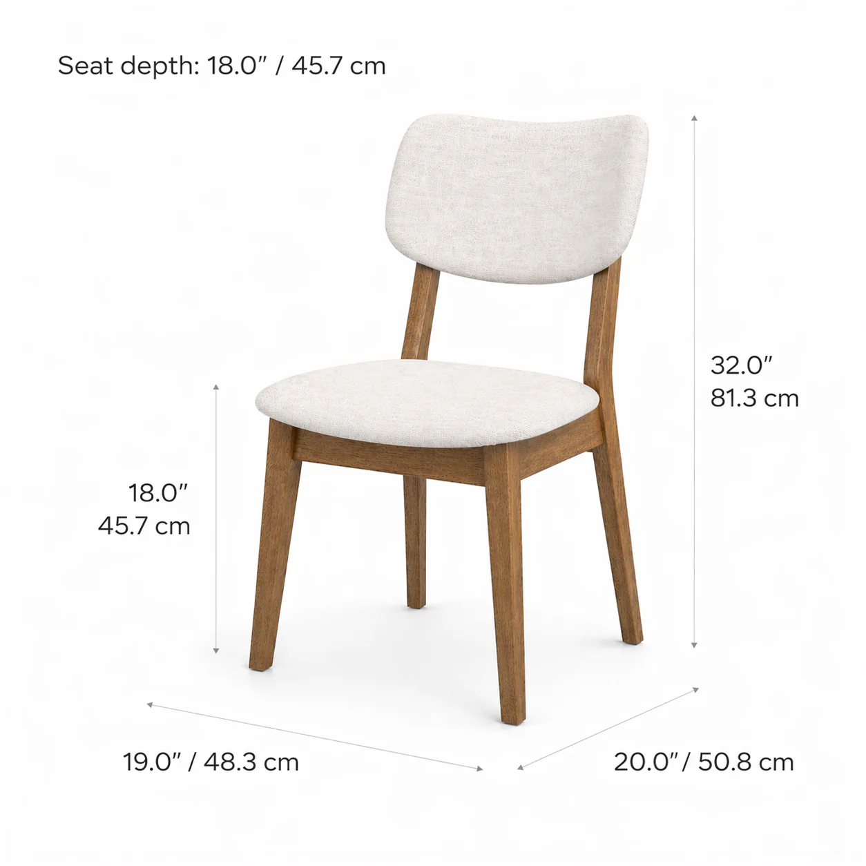 Clara Solid Wood Dining Chair - Smoked Oak and Heathered Ivory - Image 9
