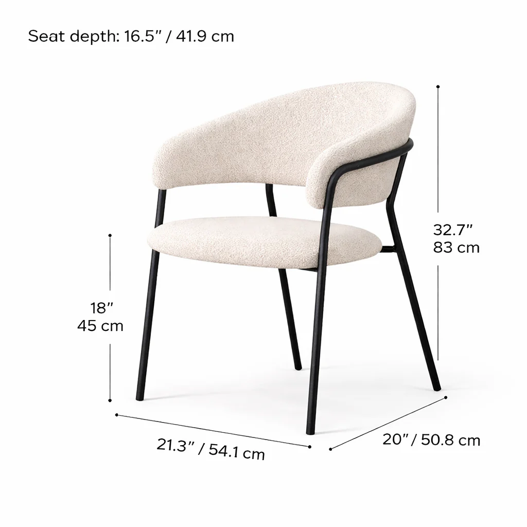 Geneva Bouclé Fabric Dining Chair - Ivory - Image 9
