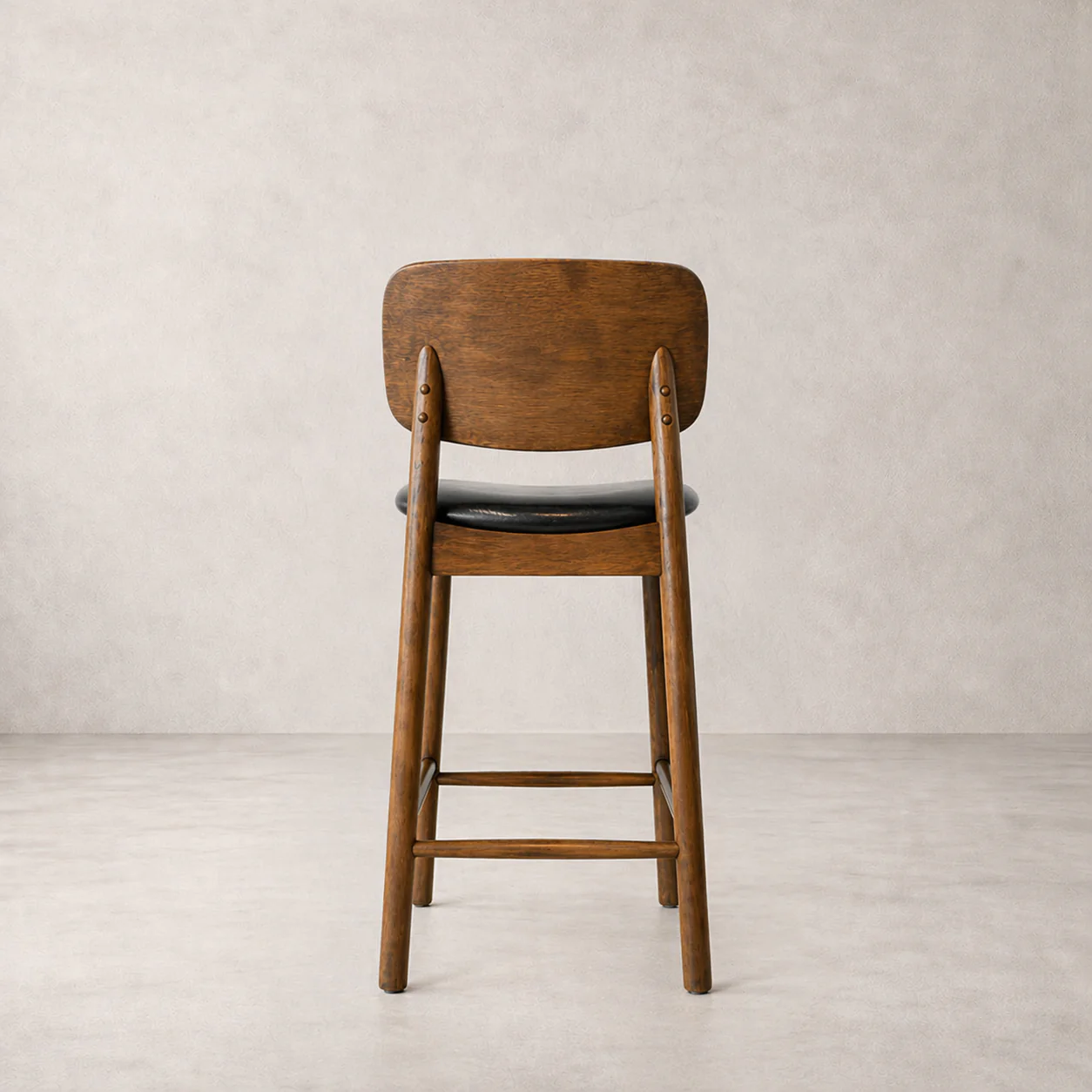 Ivy Solid Wood Counter Stool - Smoked Oak and Black - Image 4