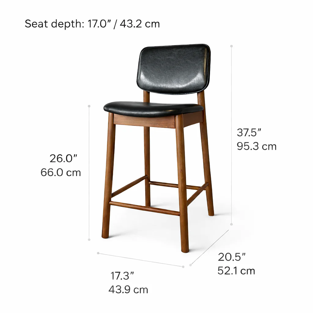 Ivy Solid Wood Counter Stool - Smoked Oak and Black - Image 7