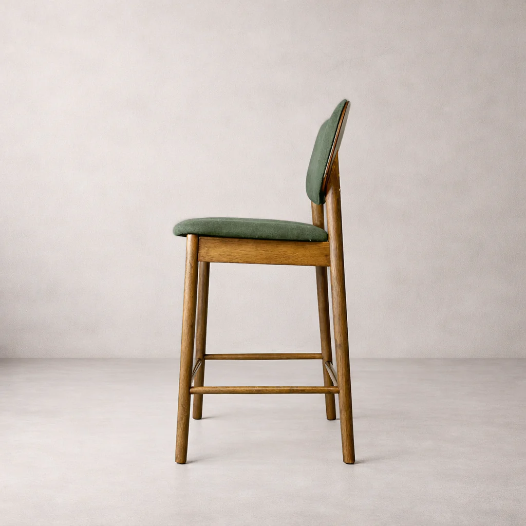Ivy Solid Wood Counter Stool - Smoked Oak and Moss Green - Image 4