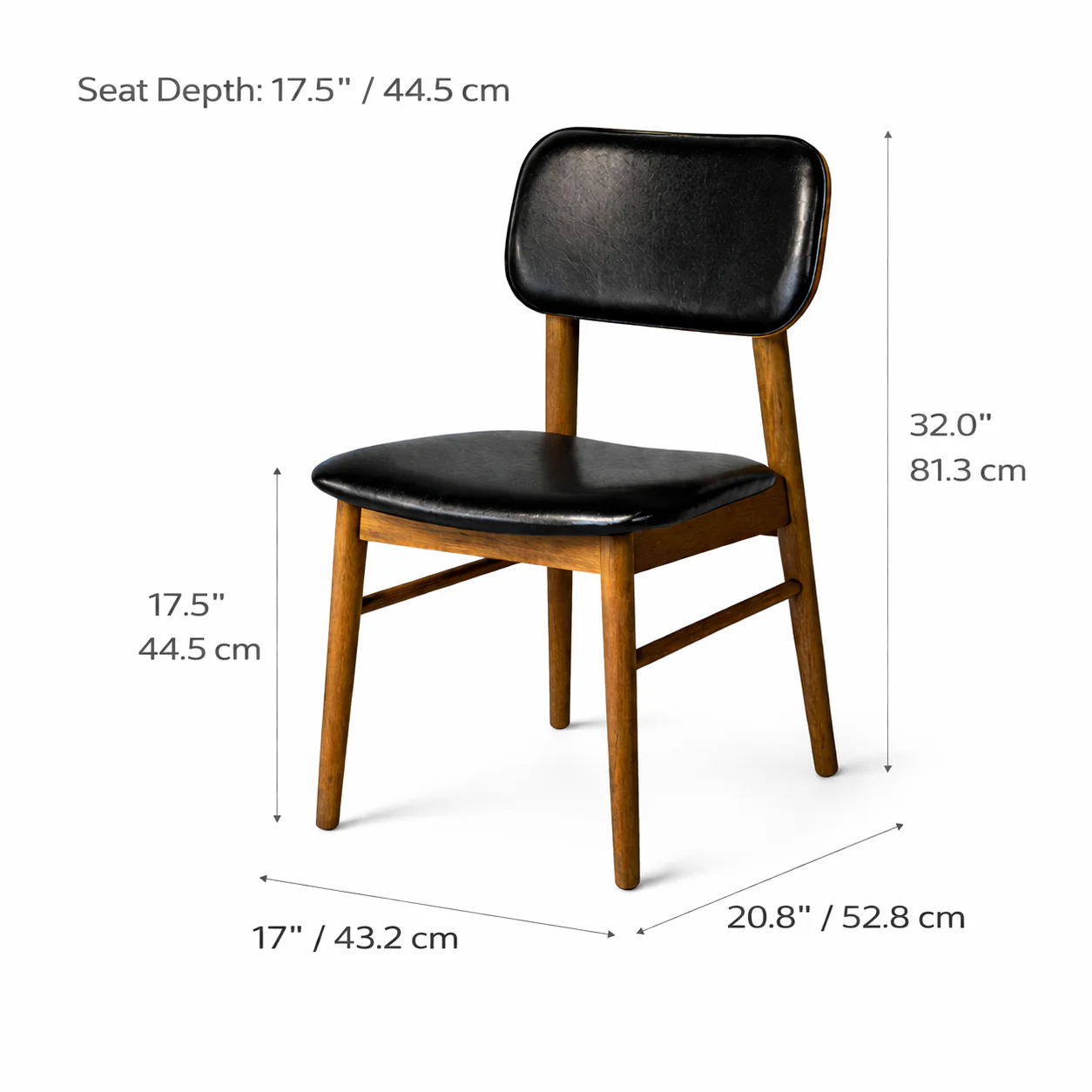 Ivy Solid Wood Dining Chair - Smoked Oak and Black - Image 7