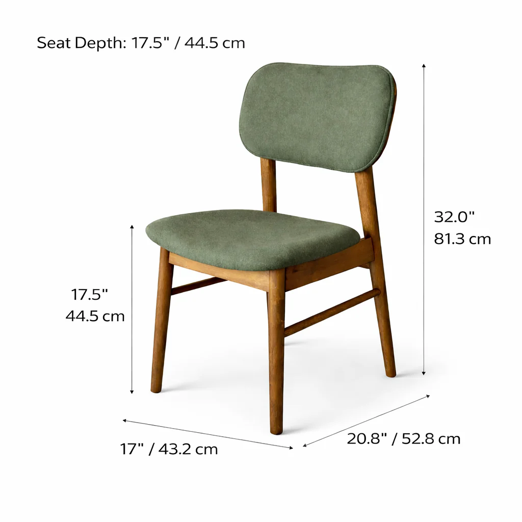Ivy Solid Wood Dining Chair - Smoked Oak and Moss Green - Image 7