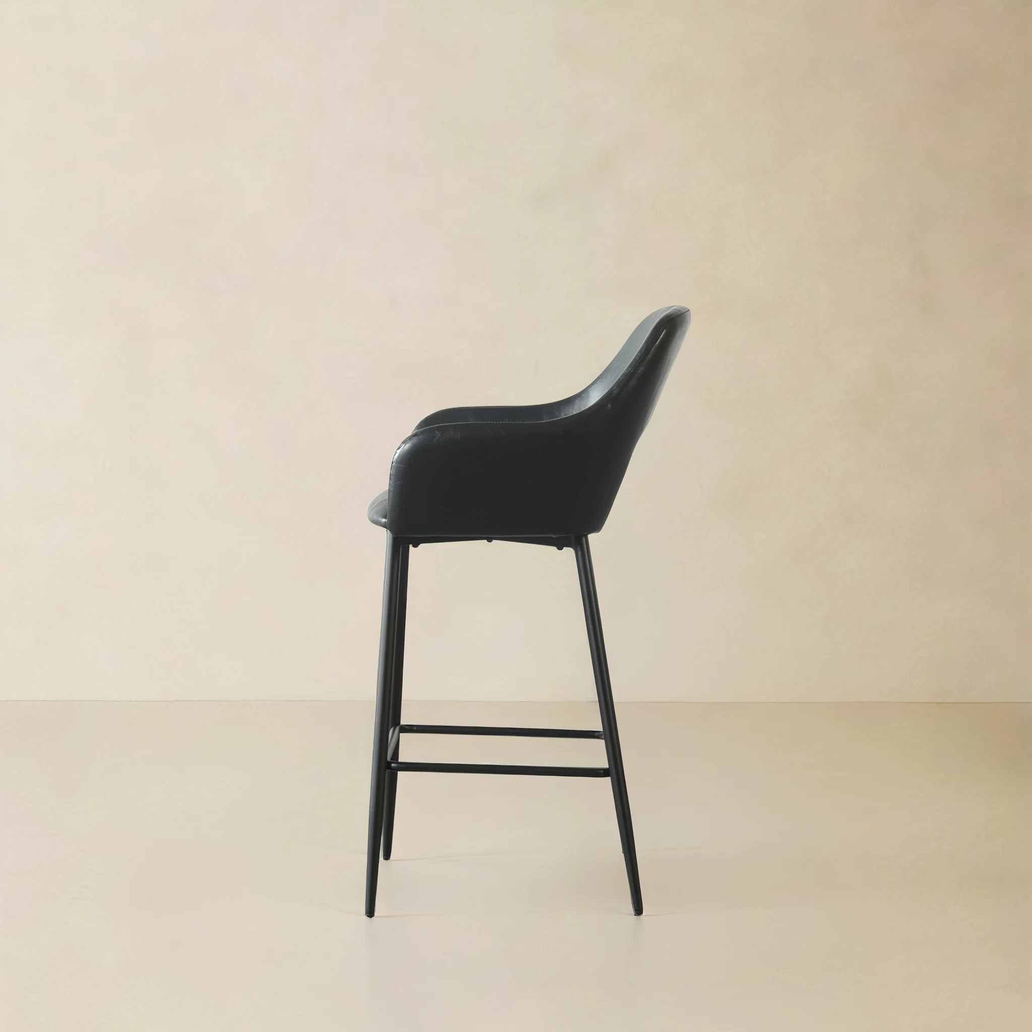 Kingston Leather Counter Stool - Black - Image 3