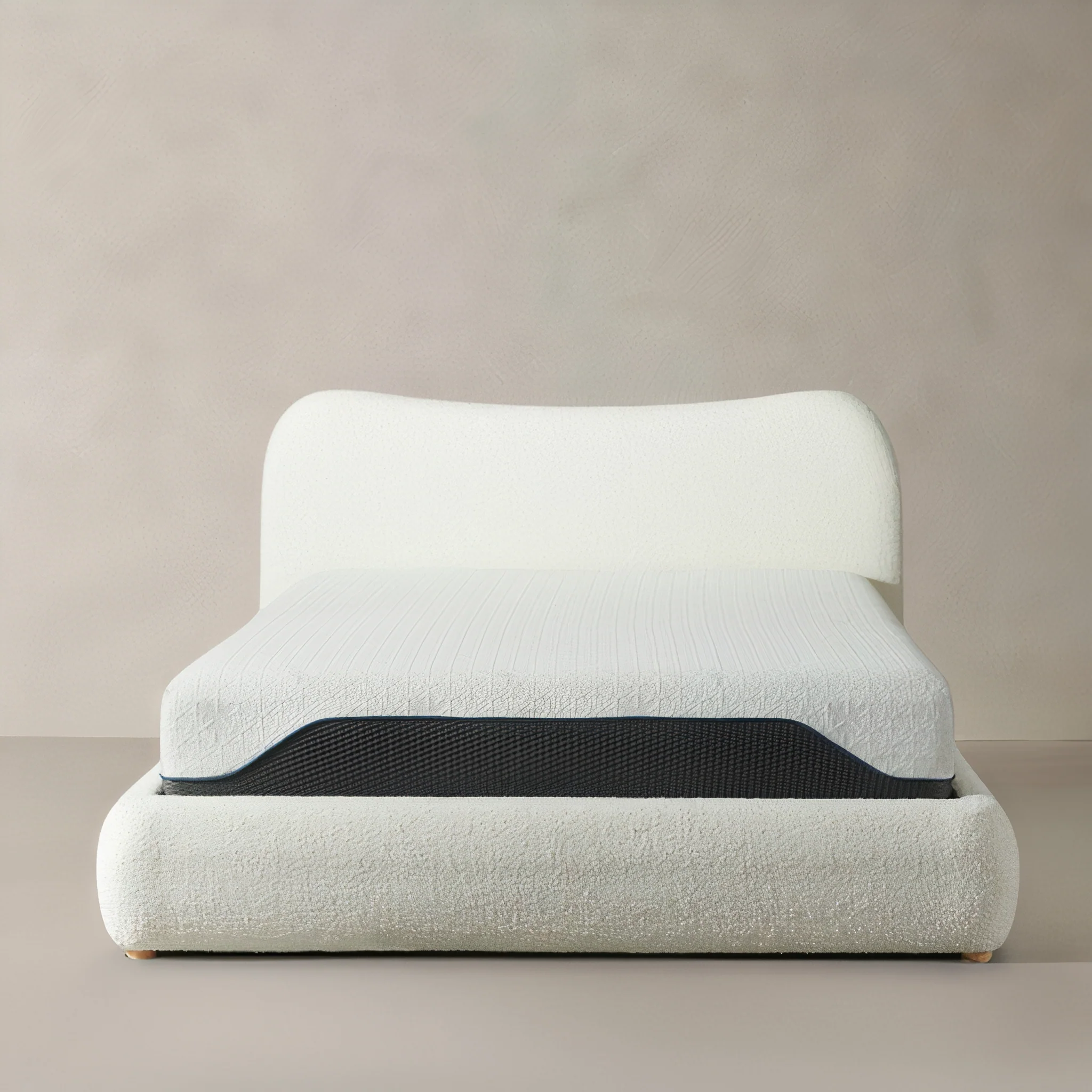 Marseille King Boucle Fabric Bed, Cream - Image 2