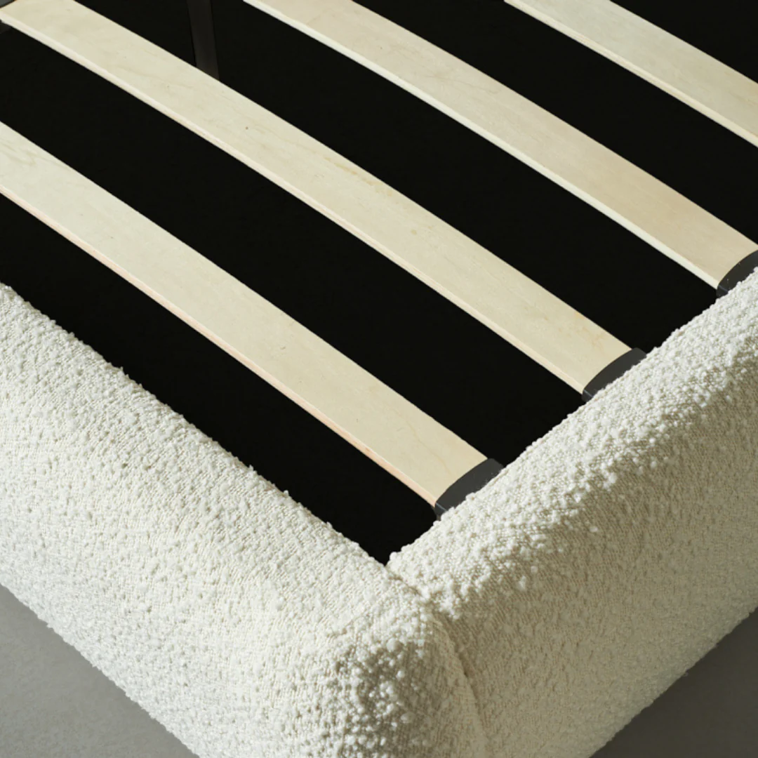 Marseille King Boucle Fabric Bed, Cream - Image 4