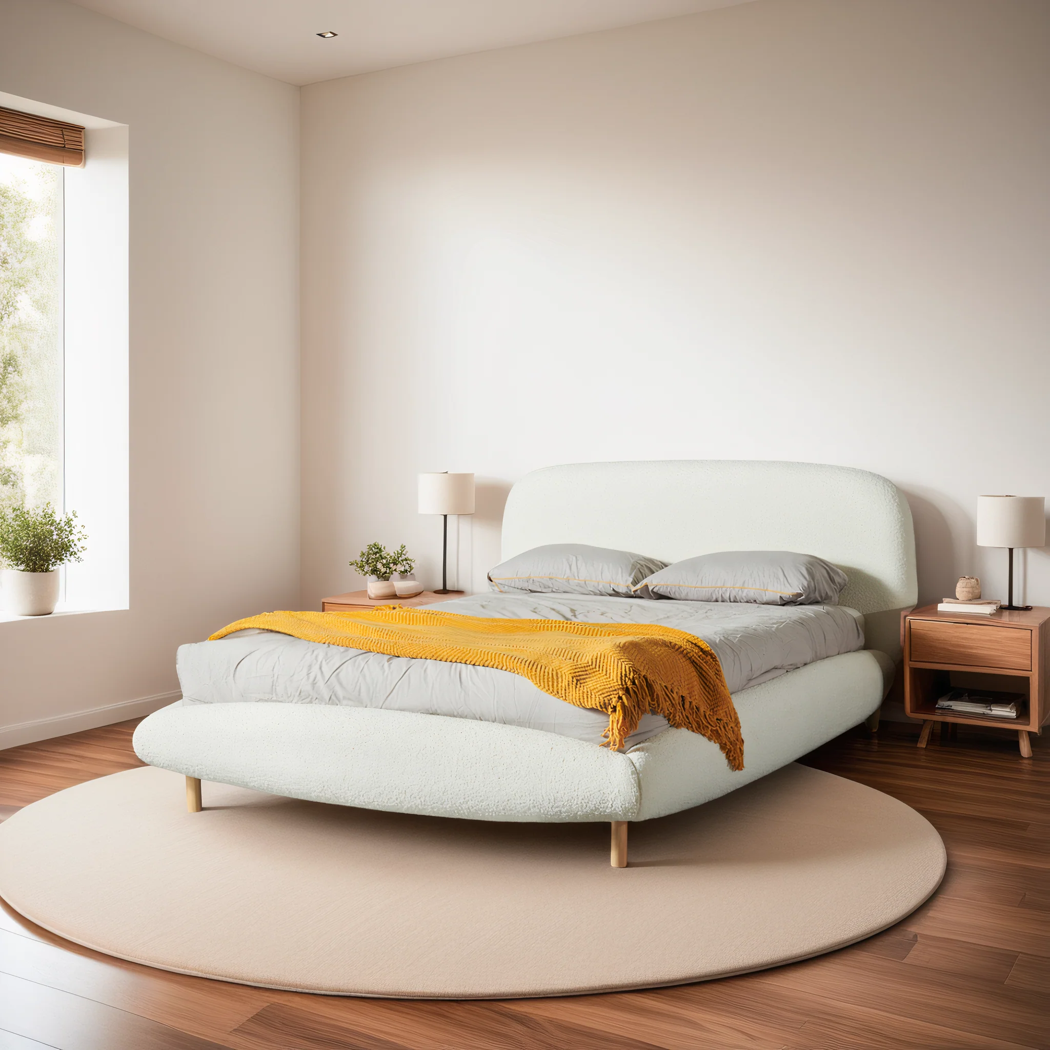 Nice Queen Upholstered Bed - Cloud White Bouclé - Image 6