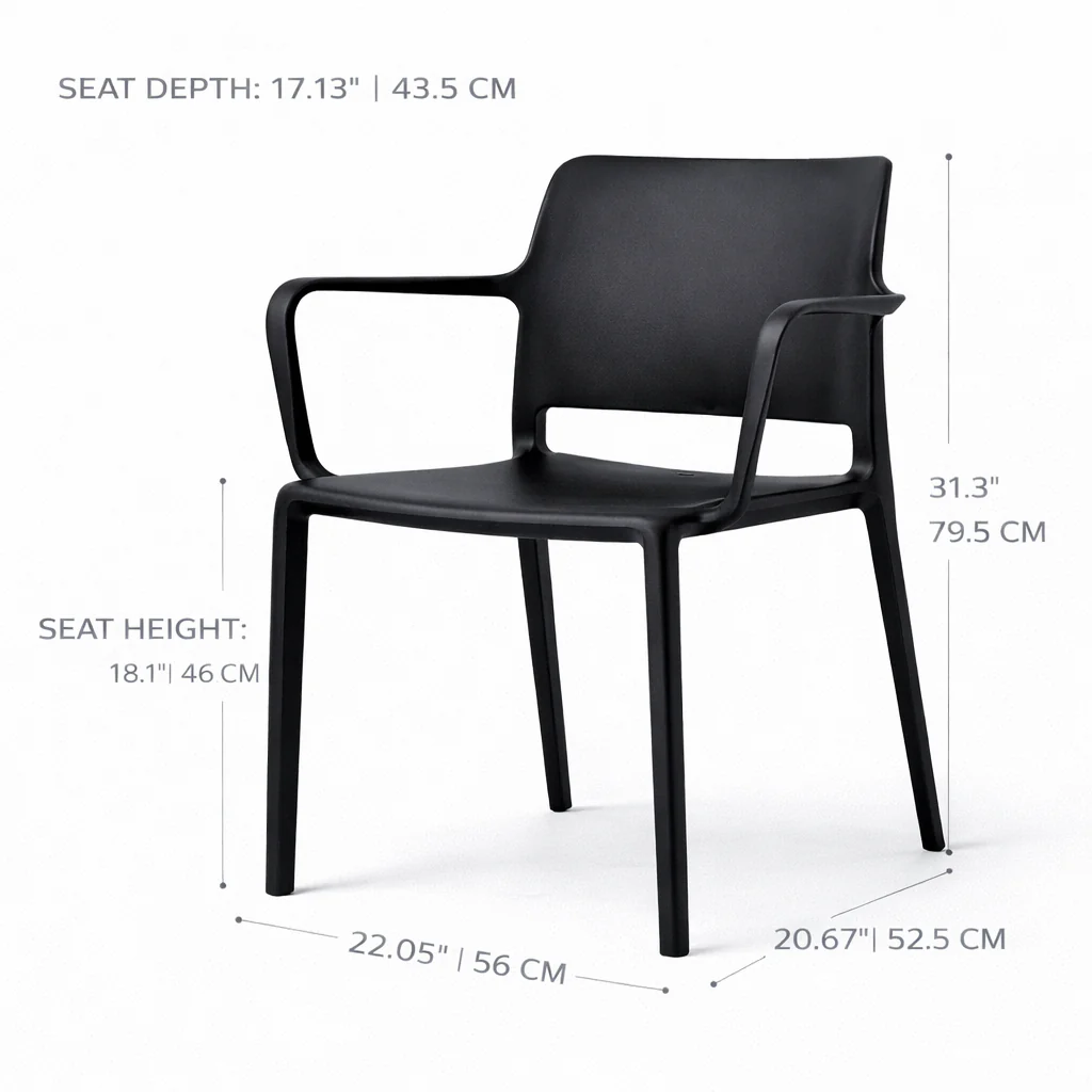 Pamela Stackable Dining Armchair - Black - Final Sale - Image 9