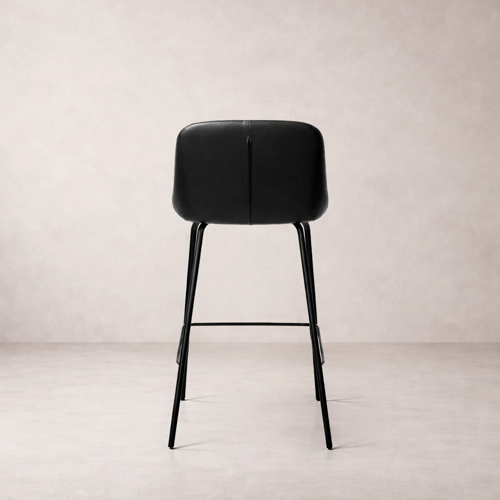 Petra Leather Counter Stool - Black - Image 4