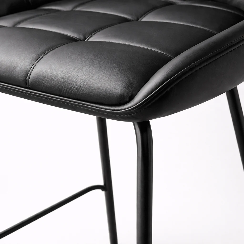 Petra Leather Counter Stool - Black - Image 5