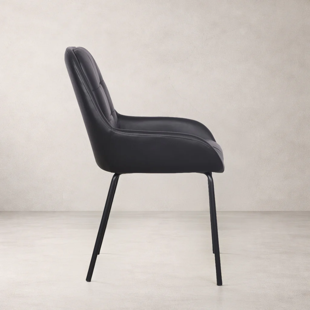 Petra Leather Dining Chair - Black - Image 3