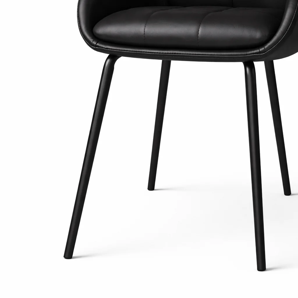 Petra Leather Dining Chair - Black - Image 6