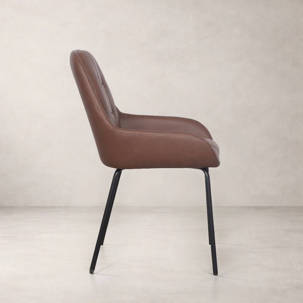 Petra Leather Dining Chair - Brown - Image 3