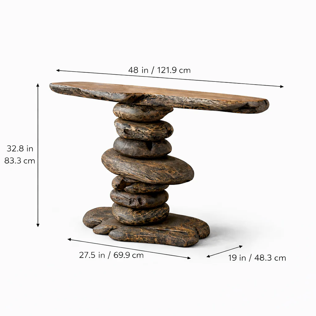 Rochefort 48" Solid Teak Root Console - Natural and Ebonized Black - Image 7