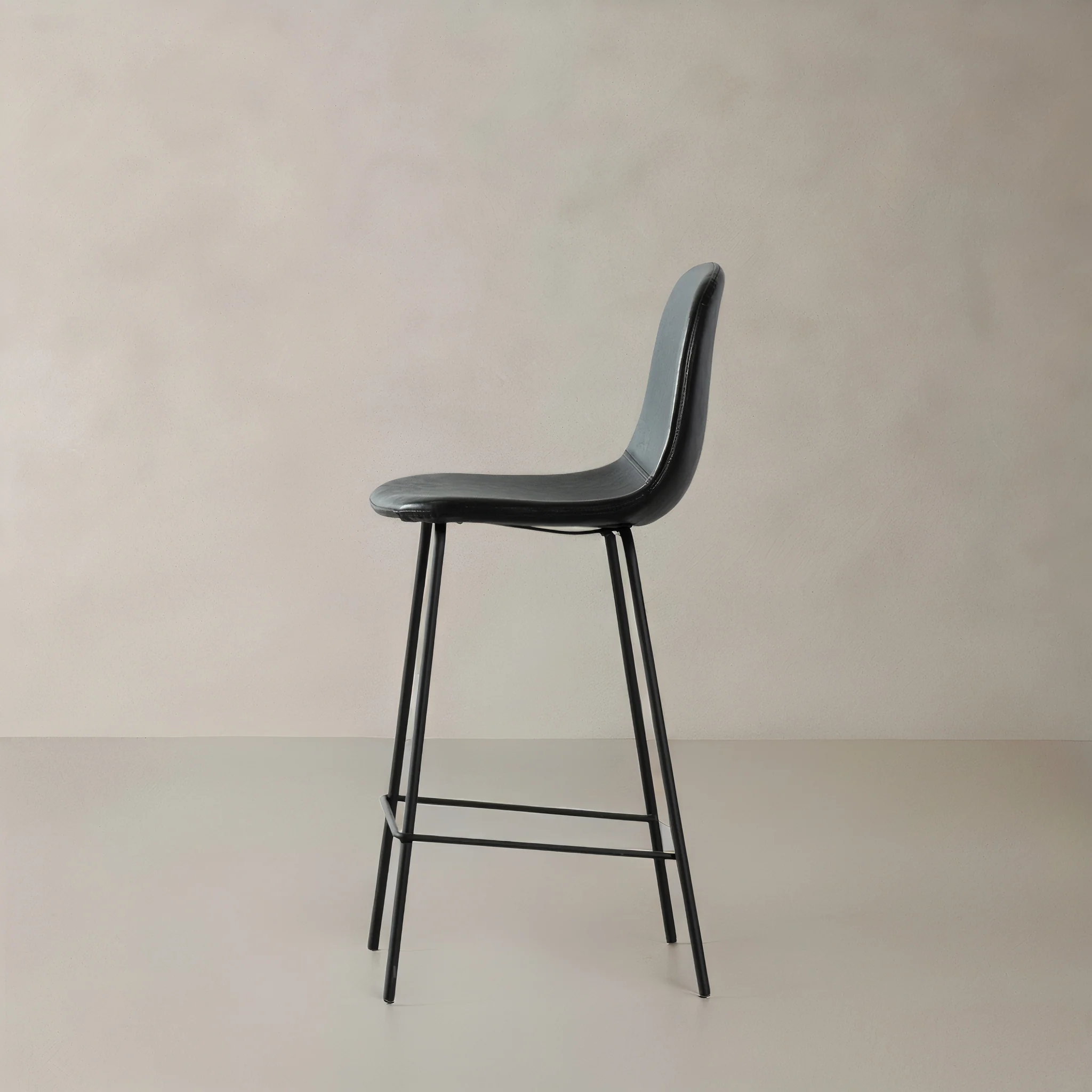 Roma Leather Counter Stool - Black - Image 3