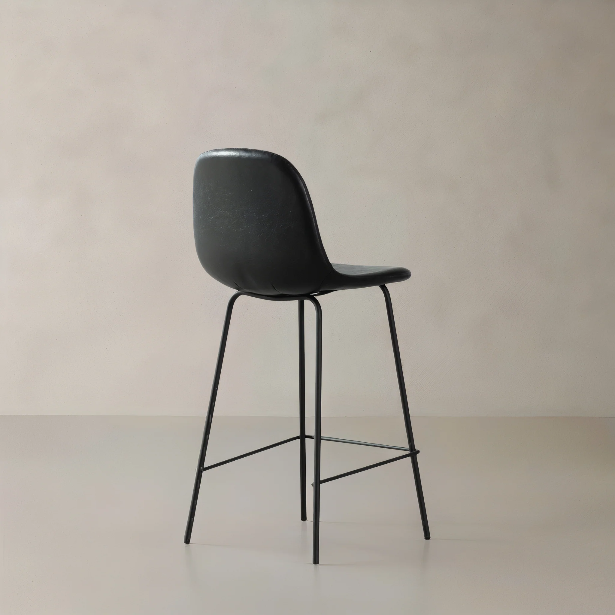 Roma Leather Counter Stool - Black - Image 4