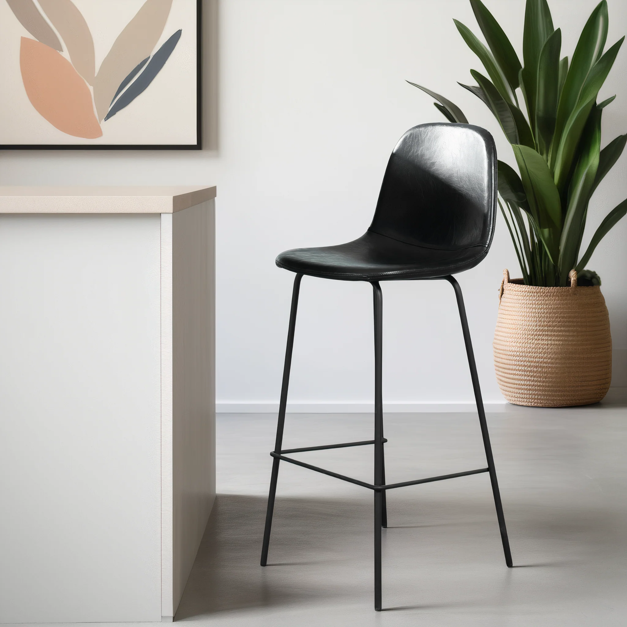 Roma Leather Counter Stool - Black - Image 6