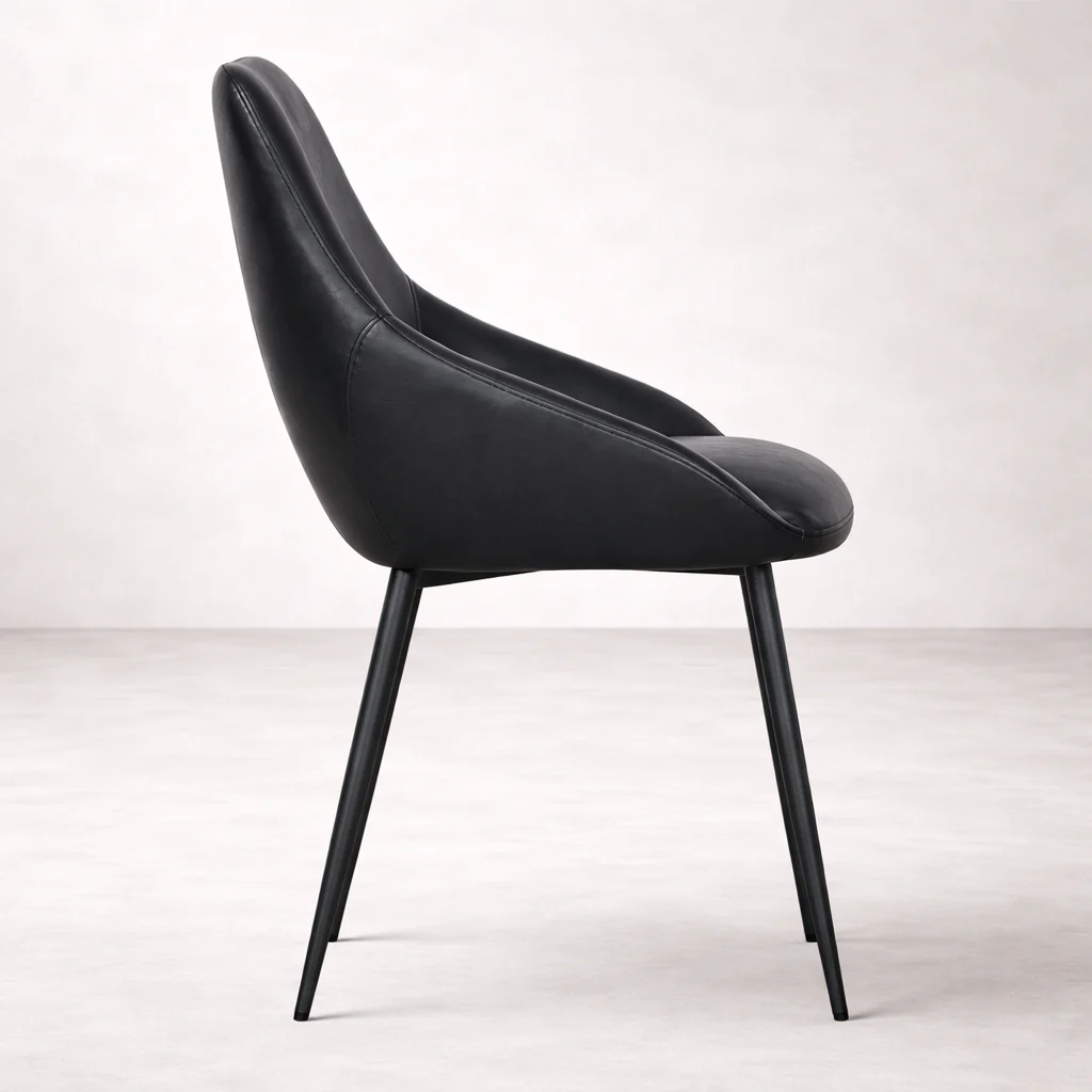 Sahara Leather Dining Chair - Black - Image 4