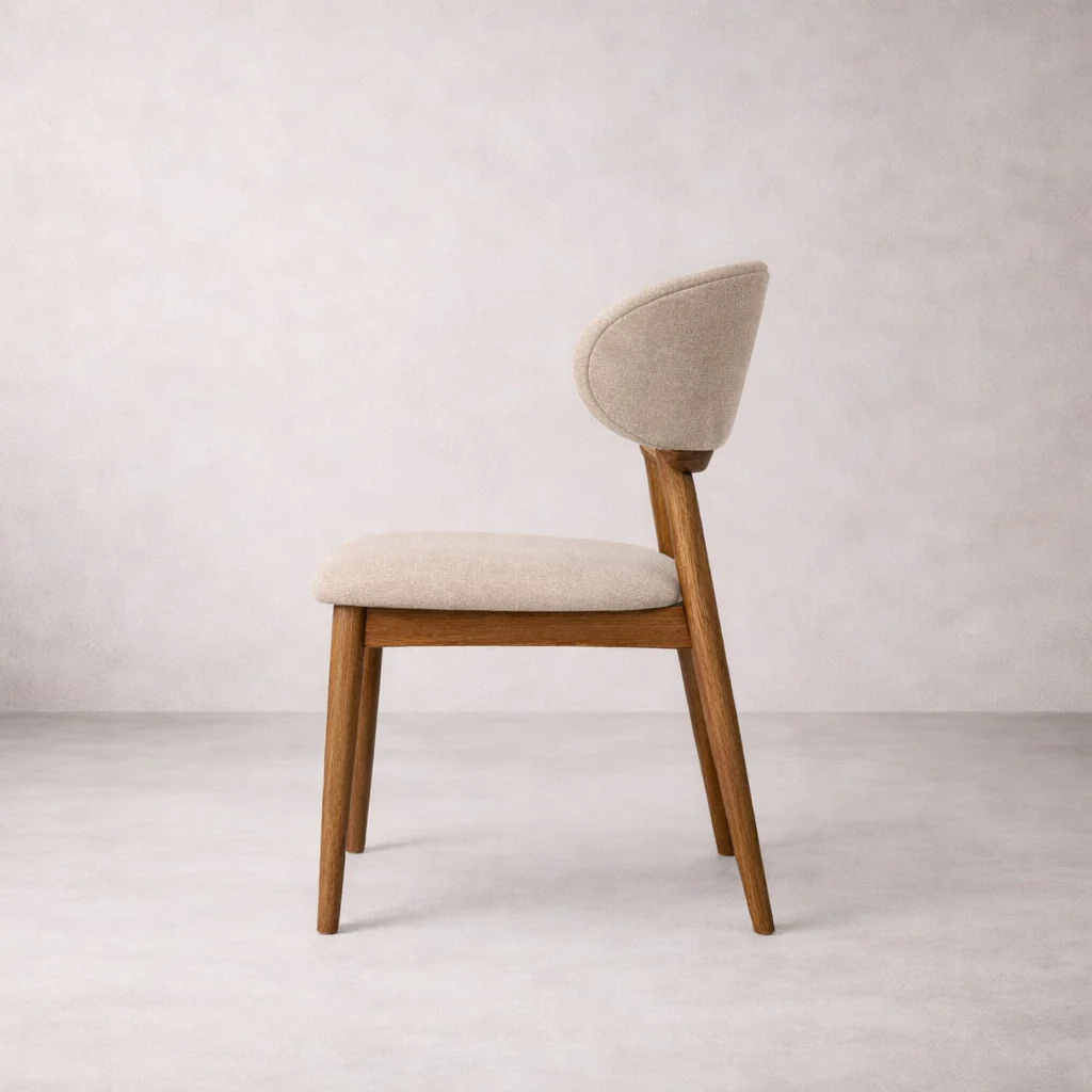 Samantha Solid Wood Dining Chair - Smoked Oak and Soft Sand Beige - Image 4
