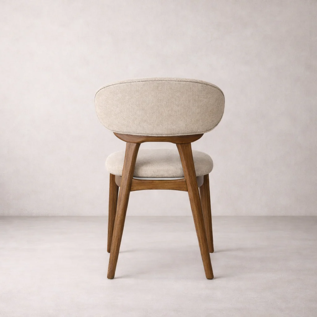 Samantha Solid Wood Dining Chair - Smoked Oak and Soft Sand Beige - Image 5