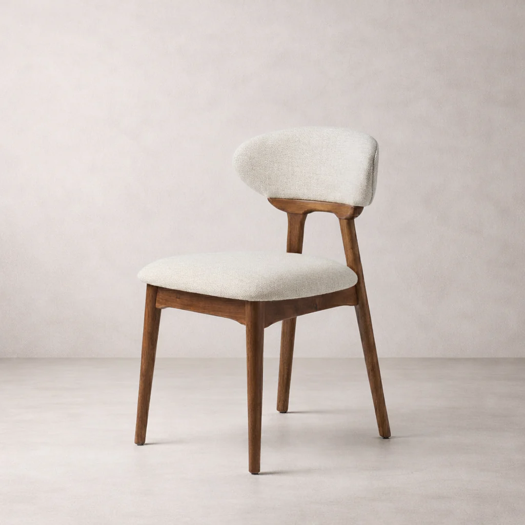 Samantha Solid Wood Dining Chair - Smoked Oak and Heathered Ivory