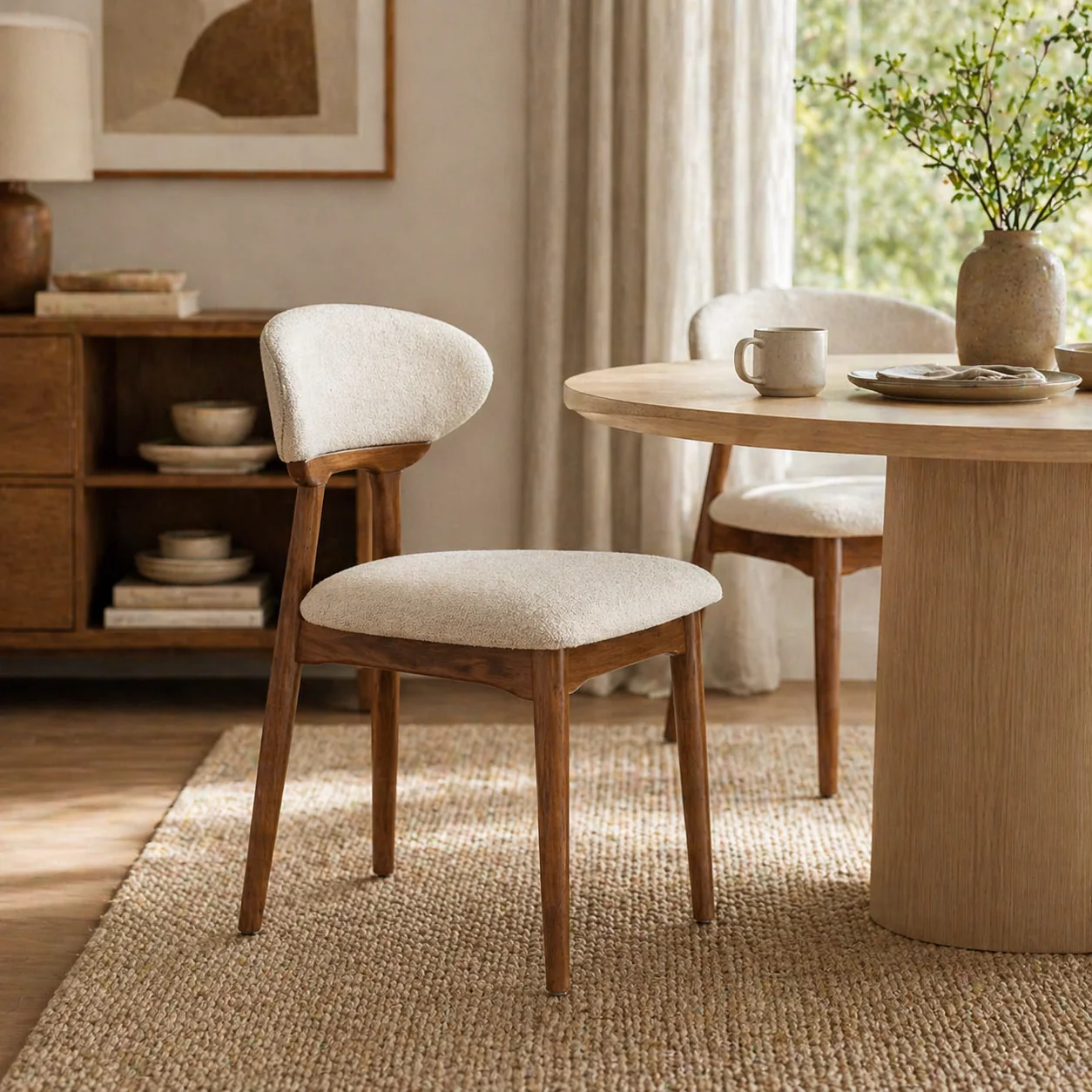 Samantha Solid Wood Dining Chair - Smoked Oak and Heathered Ivory - Image 2
