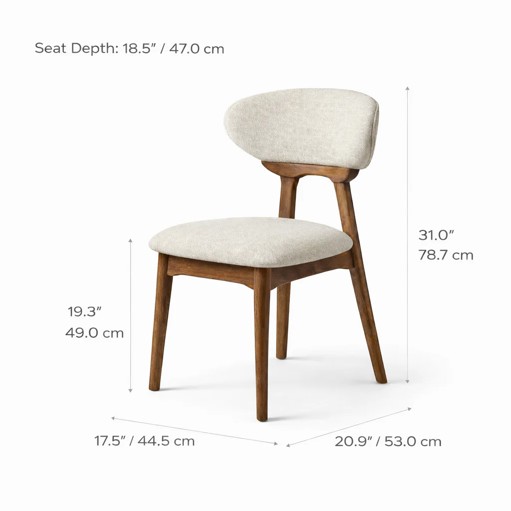 Samantha Solid Wood Dining Chair - Smoked Oak and Heathered Ivory - Image 8