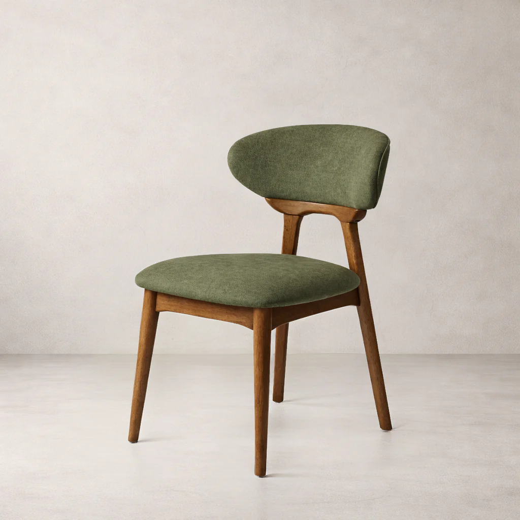 Samantha Solid Wood Dining Chair - Smoked Oak and Moss Green