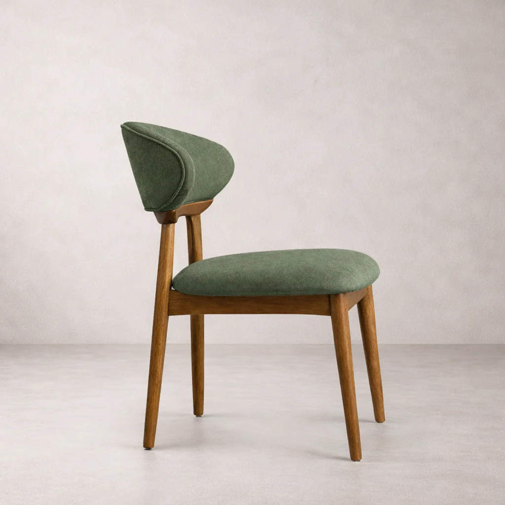 Samantha Solid Wood Dining Chair - Smoked Oak and Moss Green - Image 4