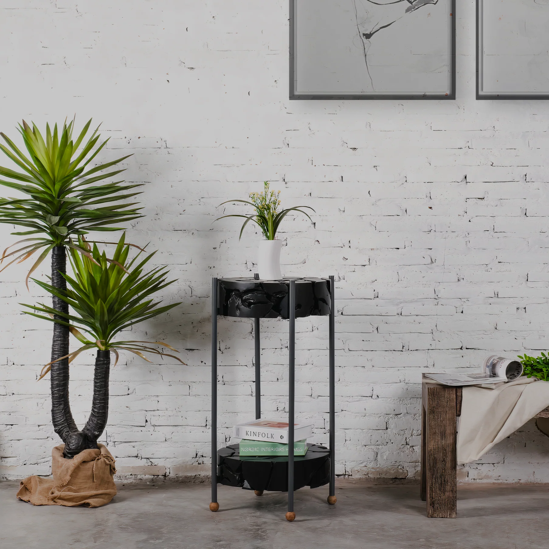 Sienna Solid Teak Side Table - Black - Image 4