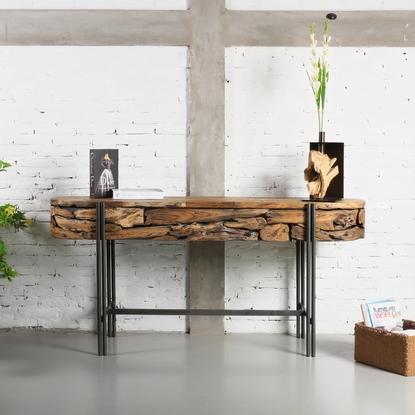 Strata 55.1" Solid Teak Console - Natural - Image 5