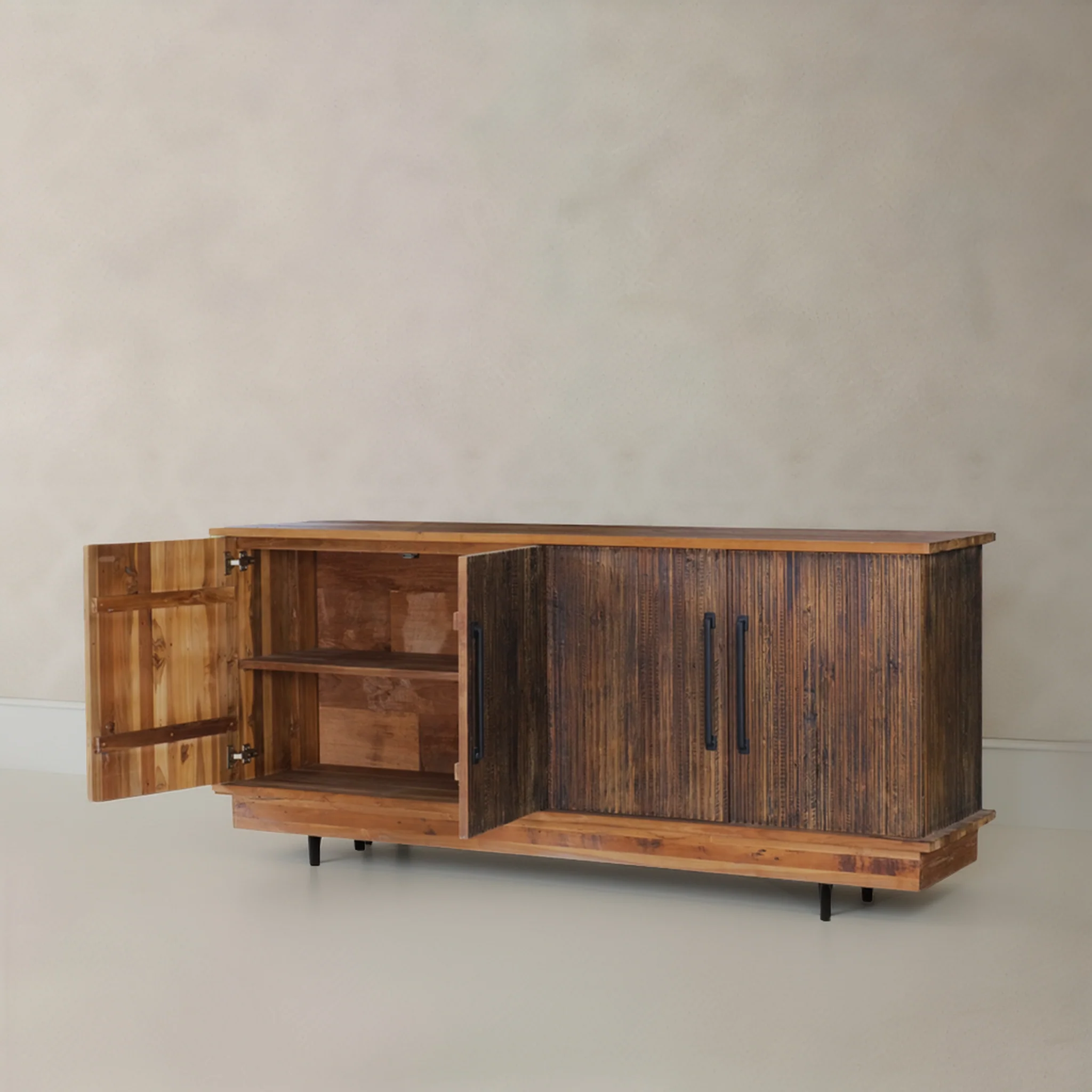 Vanguard 70.9" Solid Teak Sideboard - Ebonized Black - Image 4
